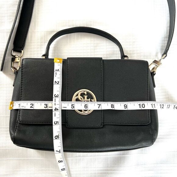 Guess Lani Vegan Black Two Handle Flap Satchel Crossbody Purse Bag - Picture 16 of 16
